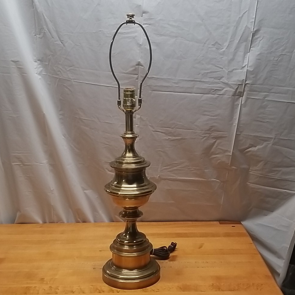 Vintage 1950s Stiffel Cast Brass Lamp 29"